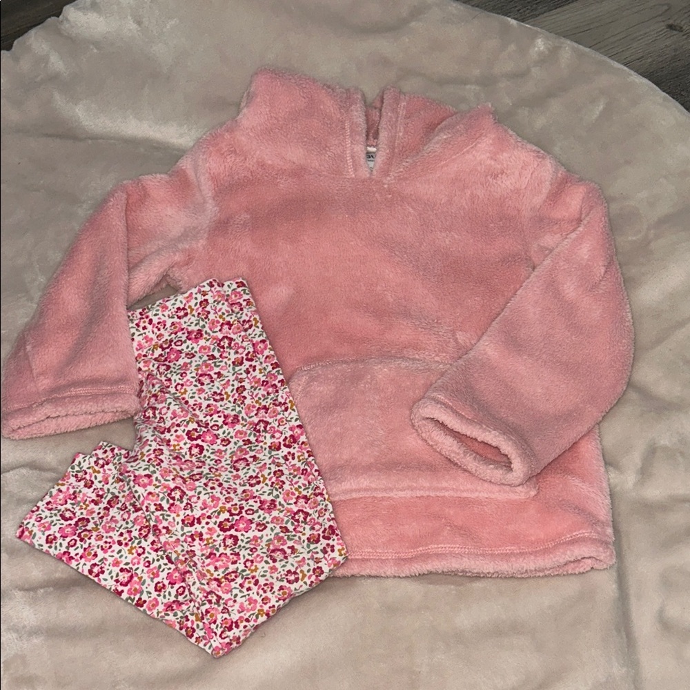 Carter's Pink Fleece Hoodie and Floral Leggings Set